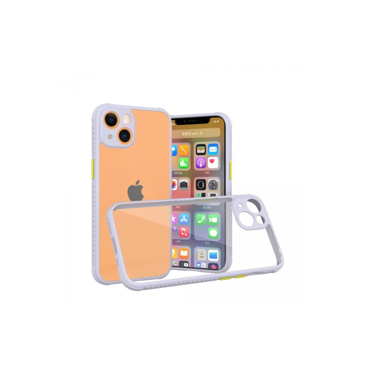 Apple iPhone 13 Mini Kılıf Miami Şeffaf Silikon - Lila