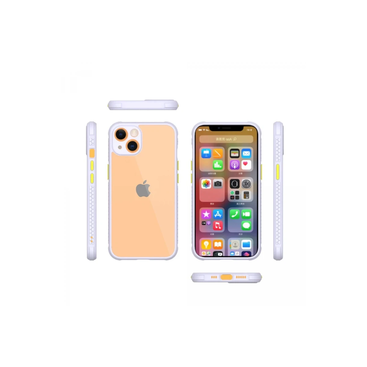 Apple iPhone 13 Mini Kılıf Miami Şeffaf Silikon - Lila