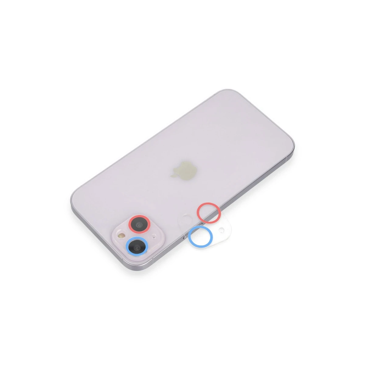 Apple iPhone 13 Mini Renkli Kamera Lens Koruma Cam - Pembe-Mavi