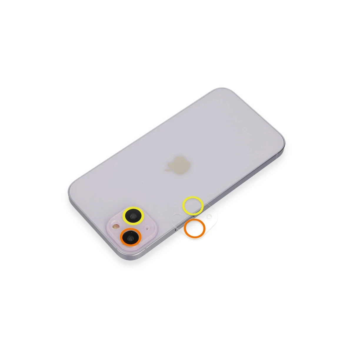 Apple iPhone 13 Mini Renkli Kamera Lens Koruma Cam - Sarı-Turuncu