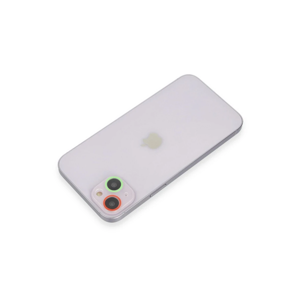 Apple iPhone 13 Mini Renkli Kamera Lens Koruma Cam - Yeşil-Pembe
