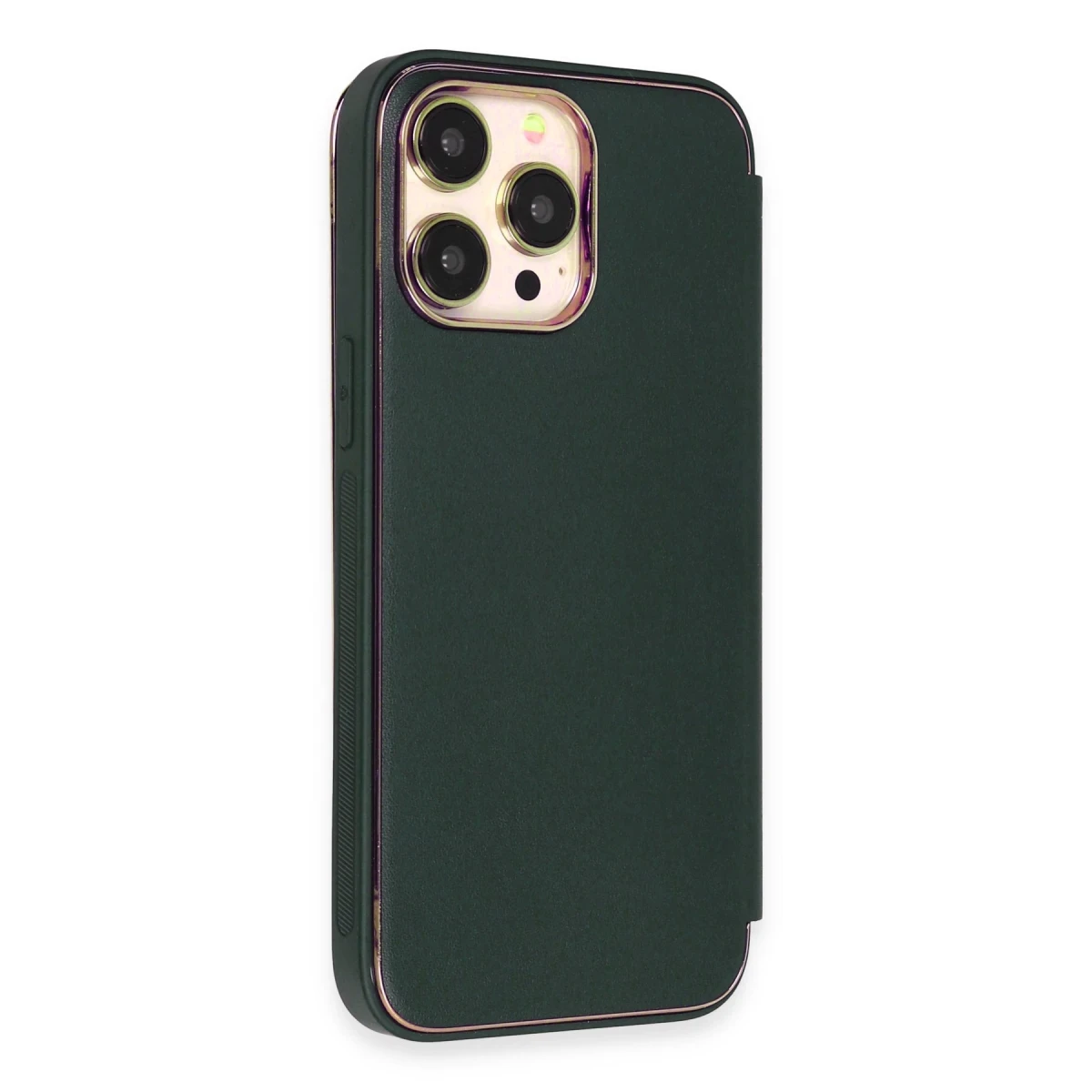 Apple iPhone 13 Pro Kılıf Dolpin Kapaklı - Koyu Yeşil
