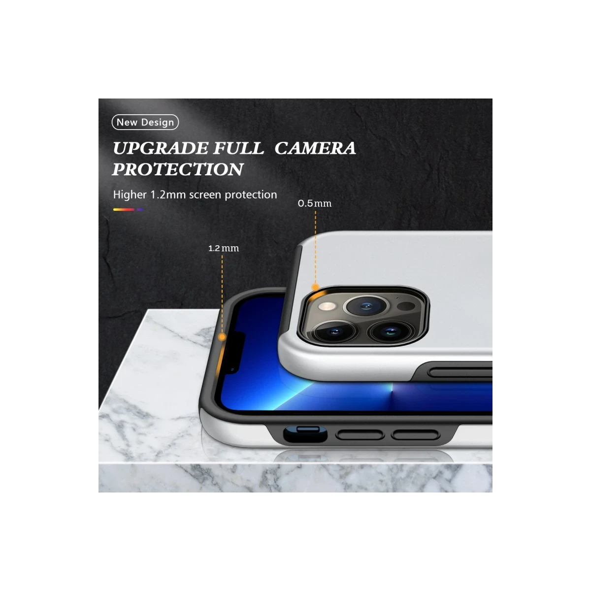 Apple iPhone 13 Pro Kılıf Elit Yüzüklü Kapak - Gümüş