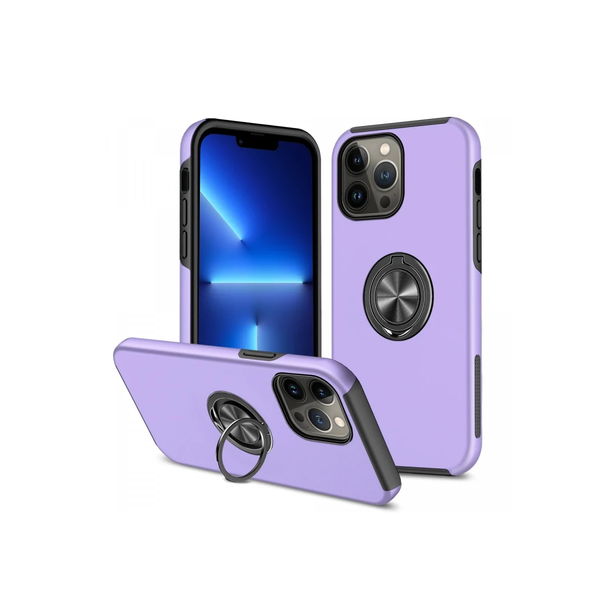 Apple iPhone 13 Pro Kılıf Elit Yüzüklü Kapak - Mor