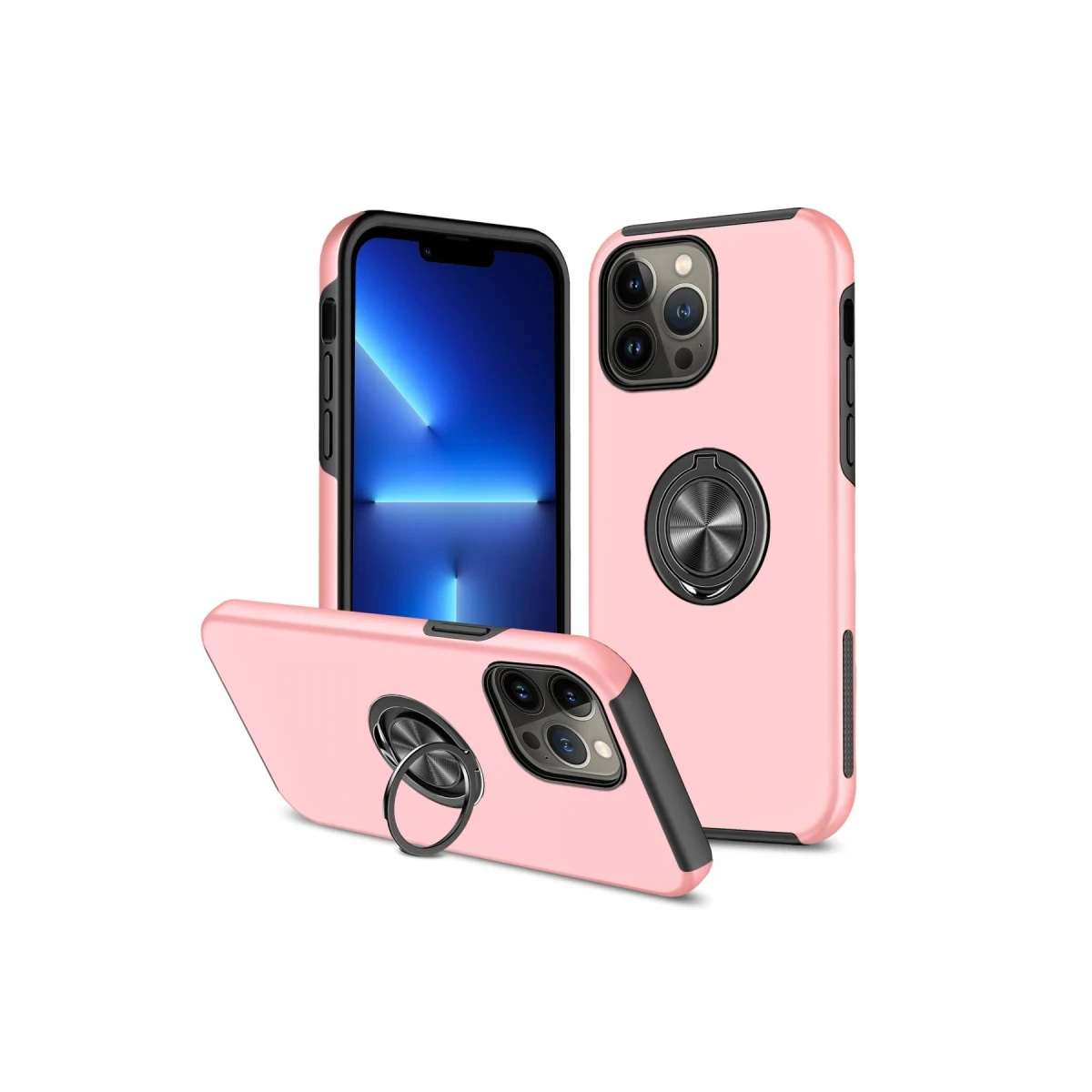 Apple iPhone 13 Pro Kılıf Elit Yüzüklü Kapak - Pembe