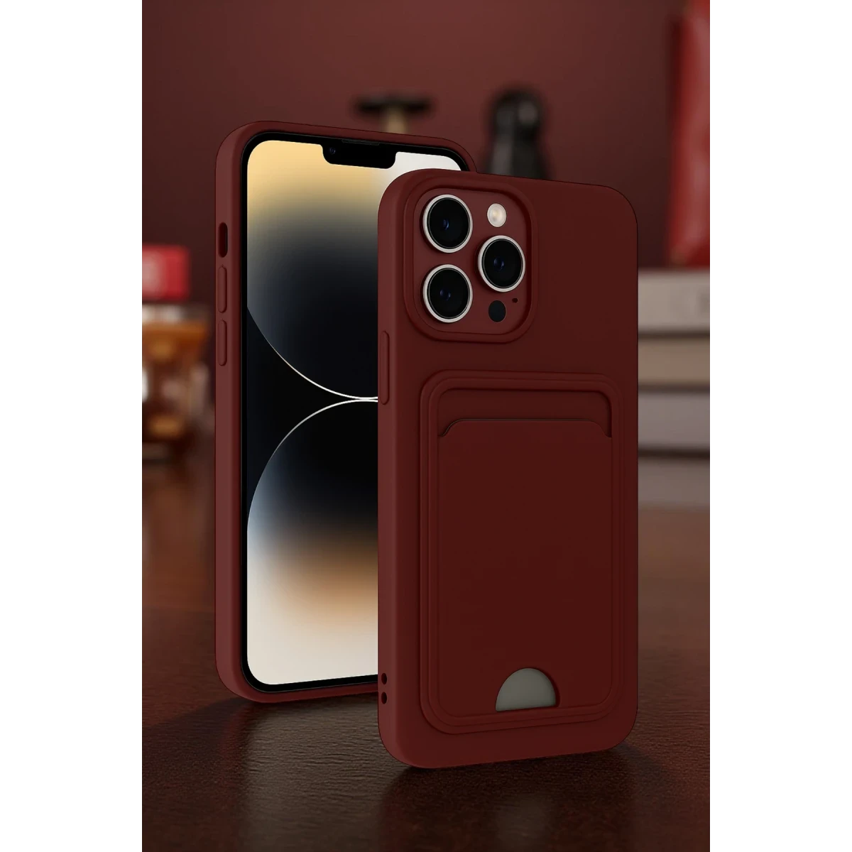 Apple iPhone 13 Pro Kılıf Kelvin Kartvizitli Silikon - Kırmızı