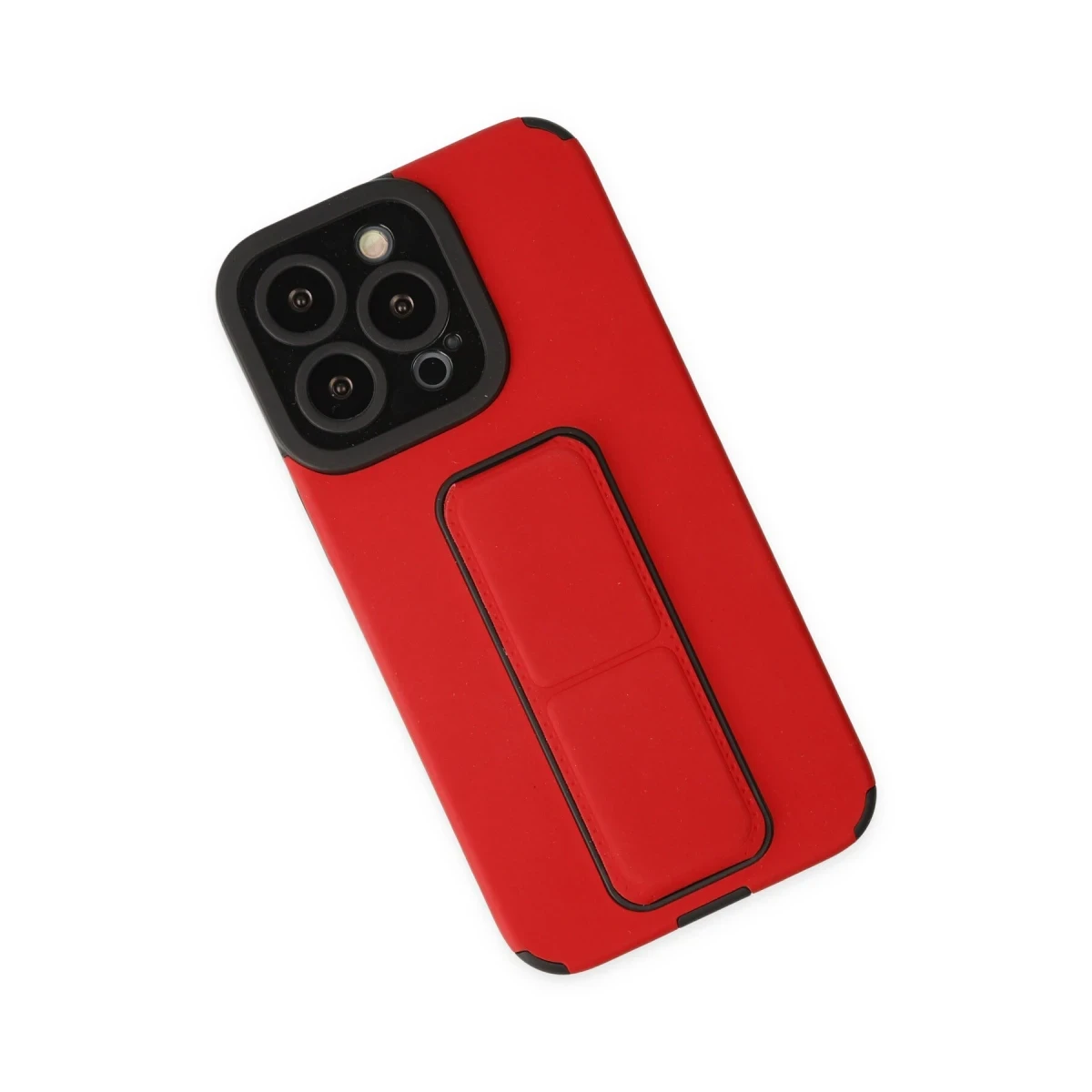 Apple iPhone 13 Pro Kılıf Mega Standlı Silikon - Kırmızı