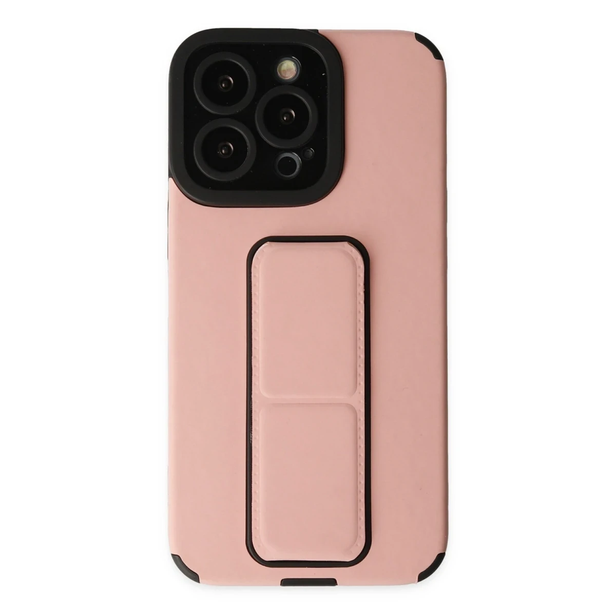 Apple iPhone 13 Pro Kılıf Mega Standlı Silikon - Pudra