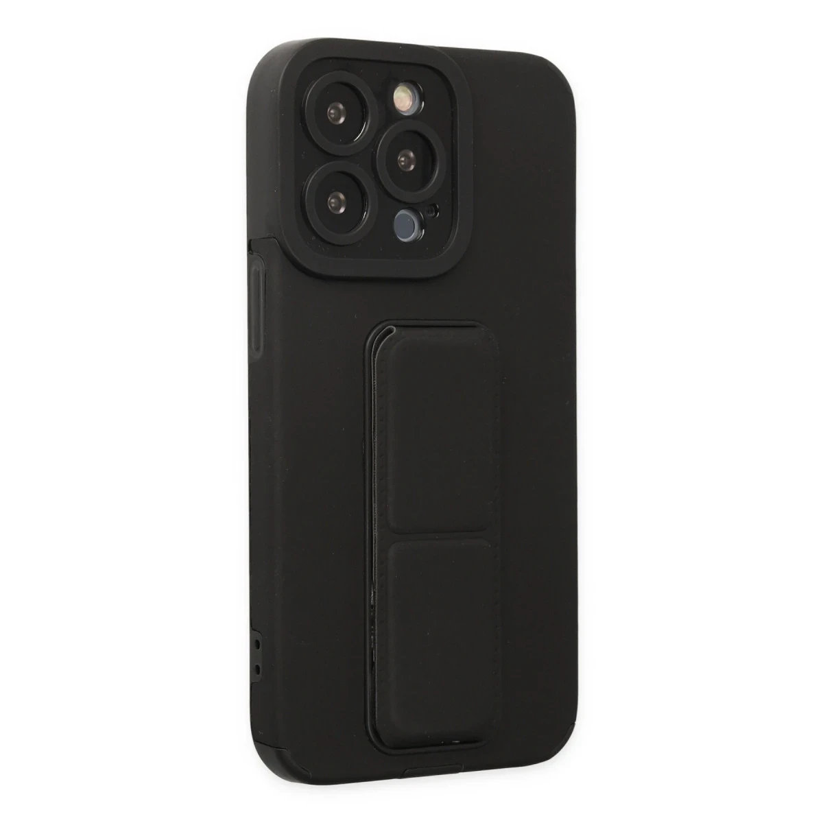 Apple iPhone 13 Pro Kılıf Mega Standlı Silikon - Siyah