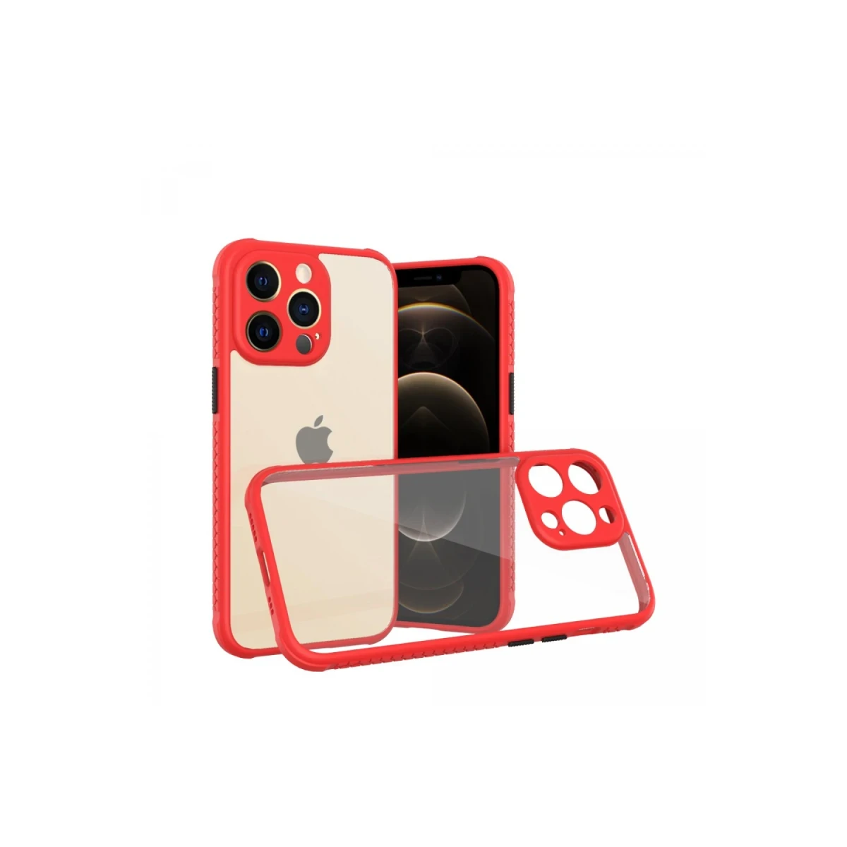 Apple iPhone 13 Pro Kılıf Miami Şeffaf Silikon - Kırmızı