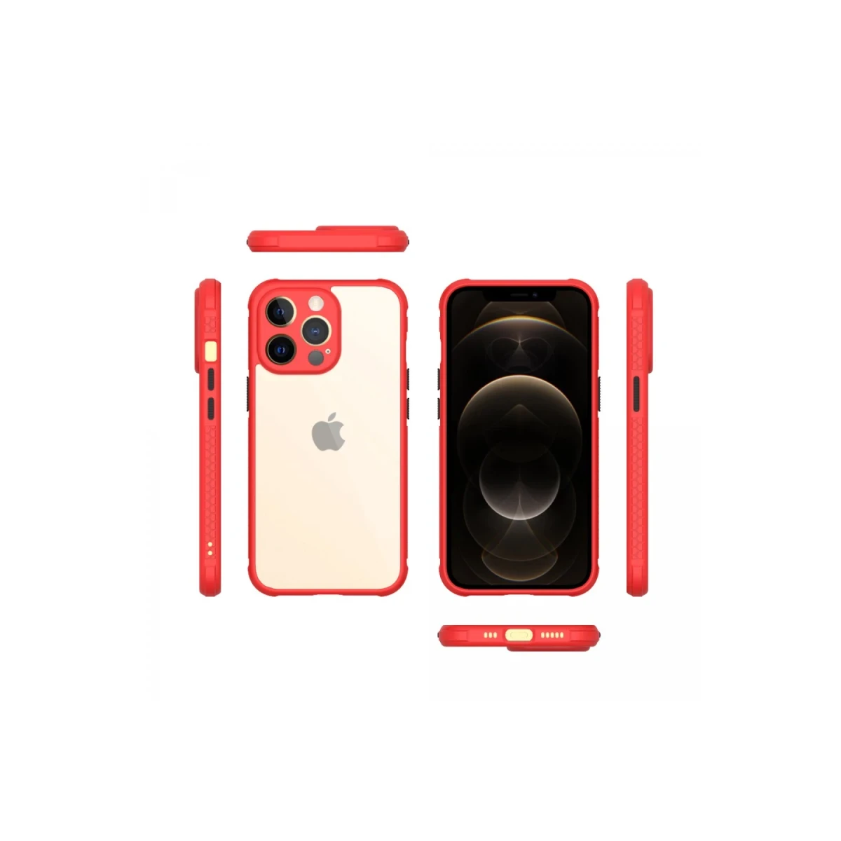 Apple iPhone 13 Pro Kılıf Miami Şeffaf Silikon - Kırmızı