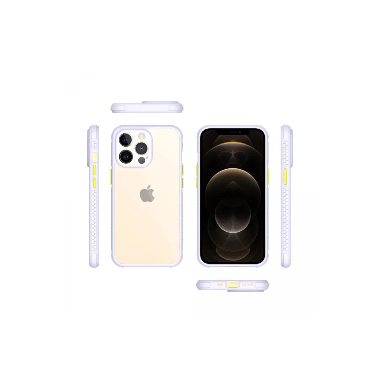 Apple iPhone 13 Pro Kılıf Miami Şeffaf Silikon - Lila