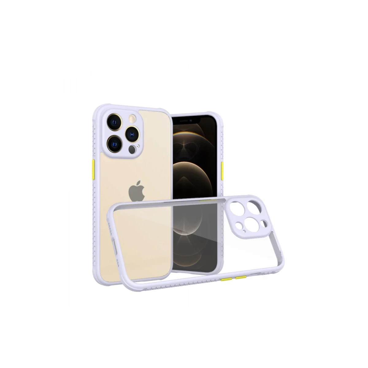 Apple iPhone 13 Pro Kılıf Miami Şeffaf Silikon - Lila