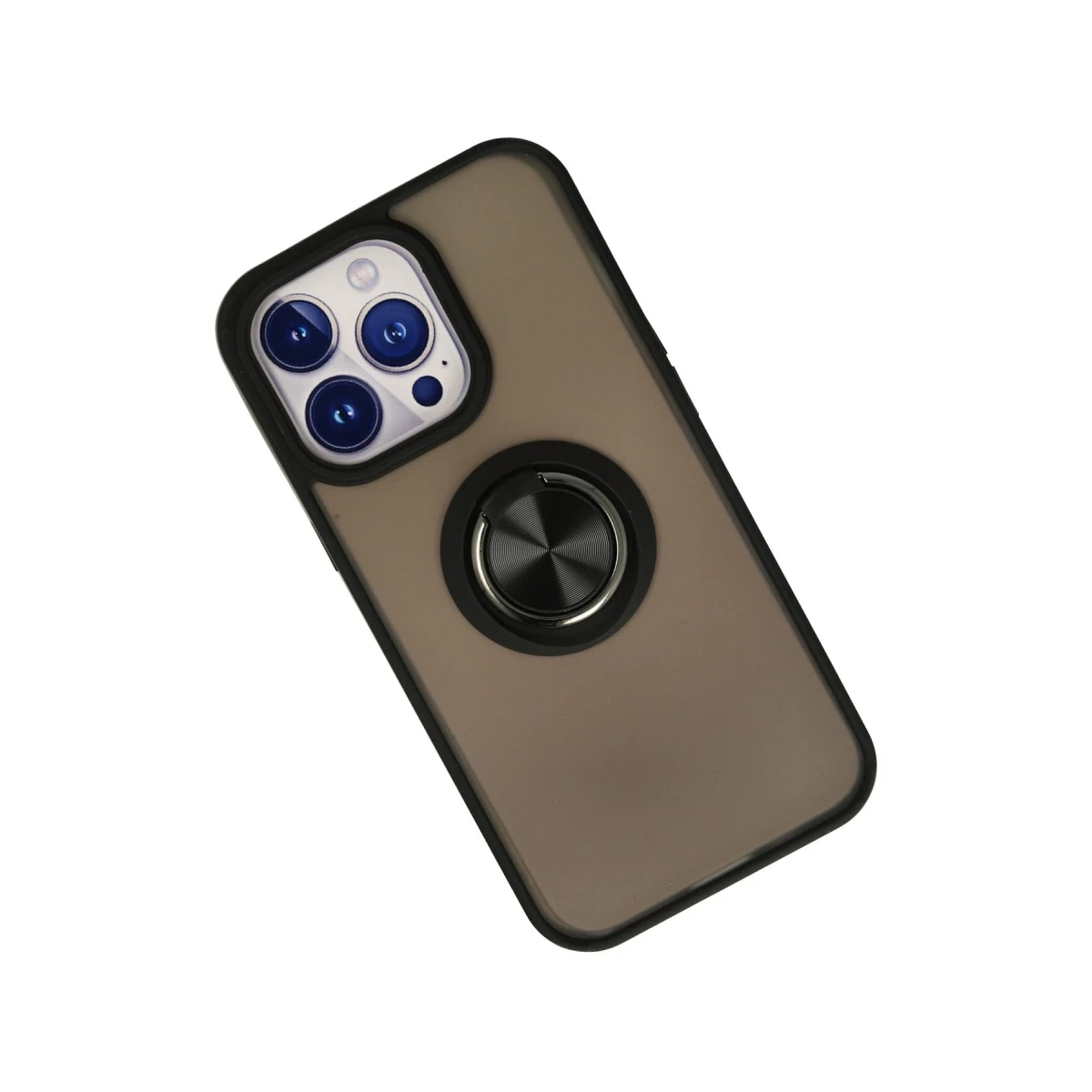 Apple iPhone 13 Pro Kılıf Montreal Yüzüklü Silikon Kapak - Siyah