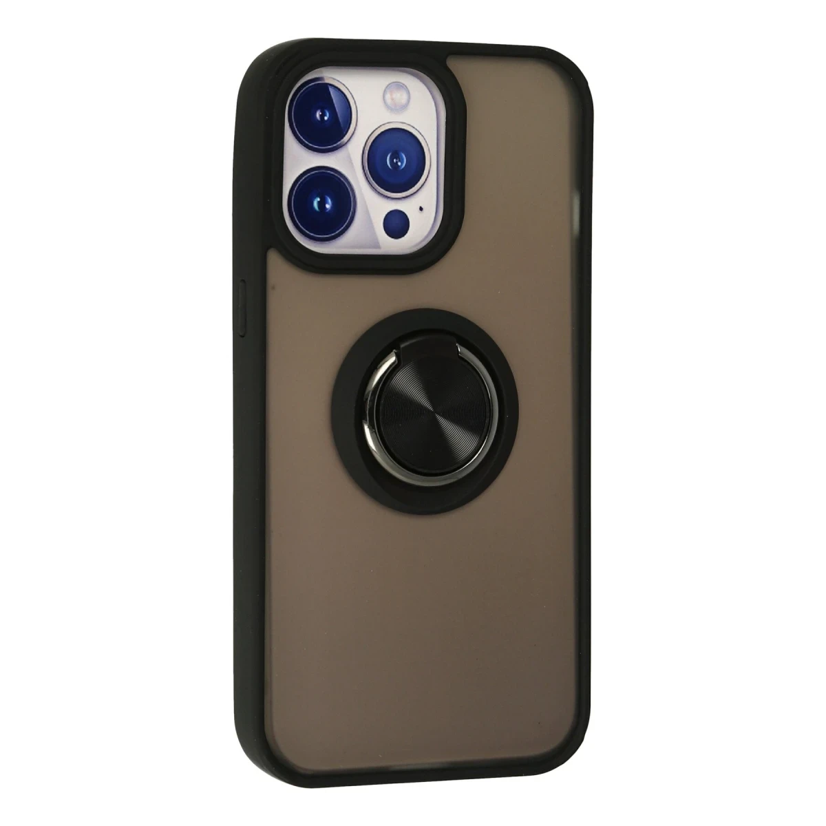 Apple iPhone 13 Pro Kılıf Montreal Yüzüklü Silikon Kapak - Siyah