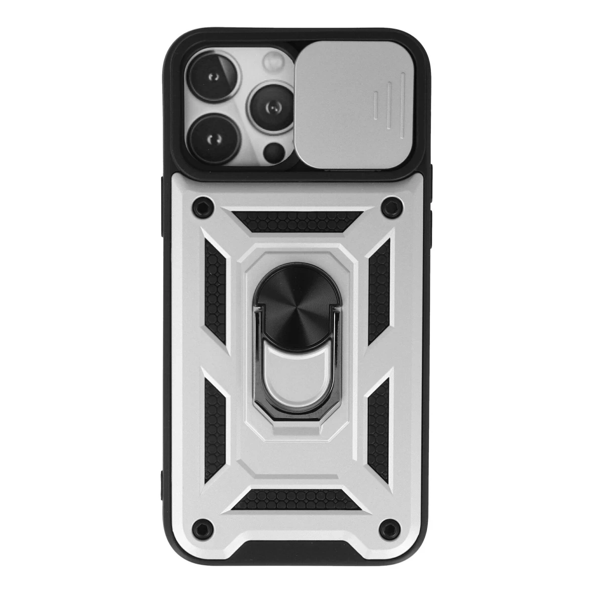 Apple iPhone 13 Pro Kılıf Pars Lens Yüzüklü Silikon - Gümüş