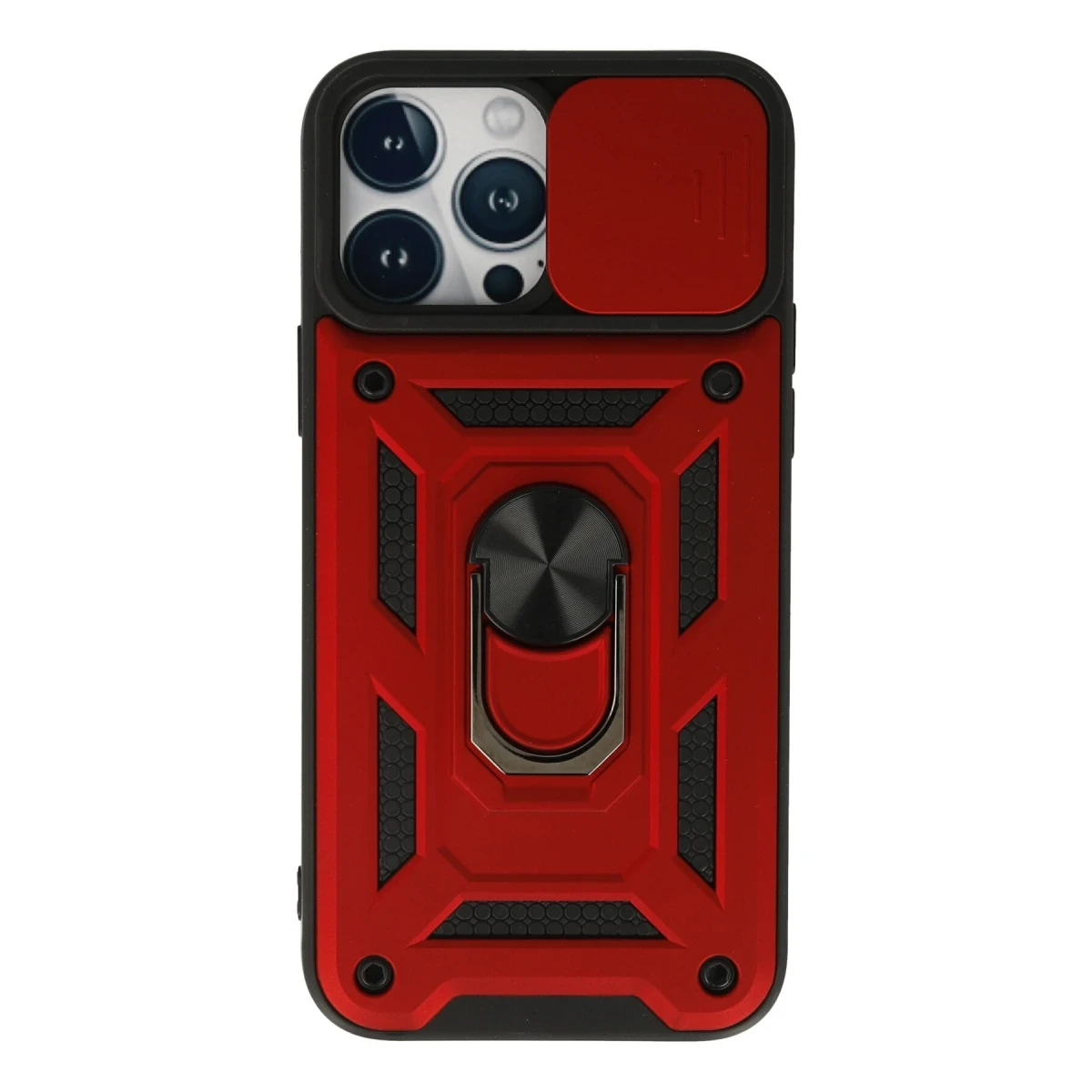 Apple iPhone 13 Pro Kılıf Pars Lens Yüzüklü Silikon - Kırmızı