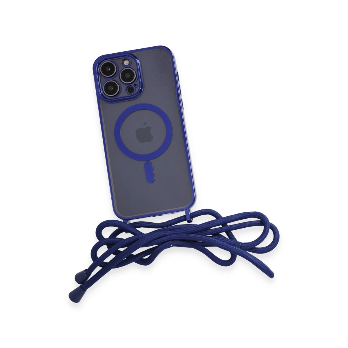 Apple iPhone 13 Pro Max Kılıf Divo Lazer Askılı Magsafe Kapak - Mavi