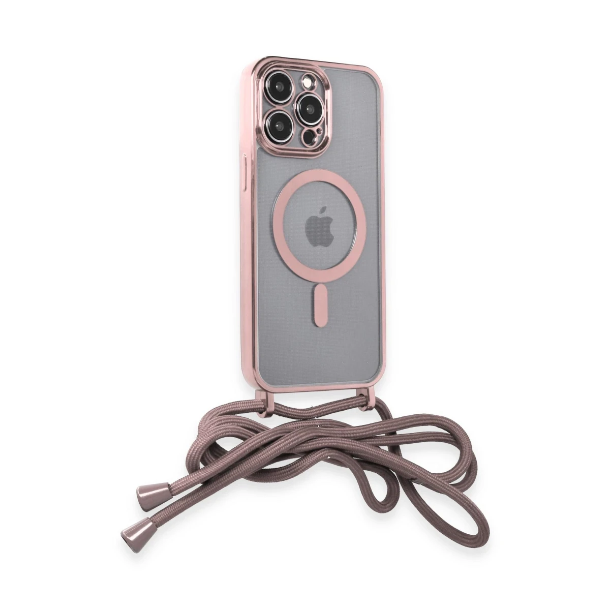 Apple iPhone 13 Pro Max Kılıf Divo Lazer Askılı Magsafe Kapak - Pembe
