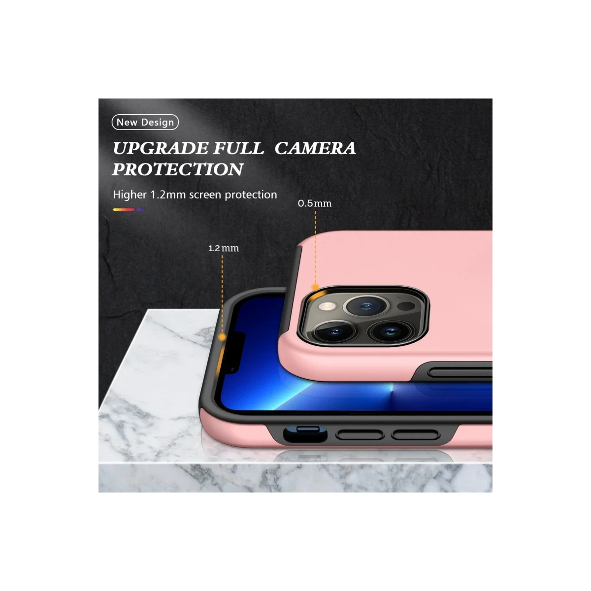 Apple iPhone 13 Pro Max Kılıf Elit Yüzüklü Kapak - Pembe