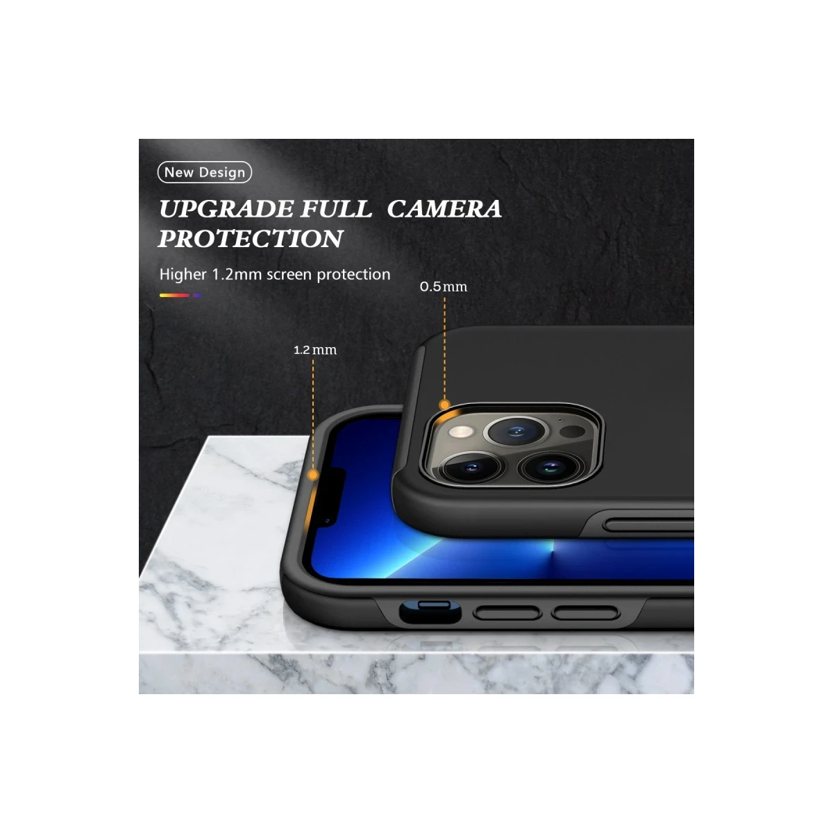 Apple iPhone 13 Pro Max Kılıf Elit Yüzüklü Kapak - Siyah