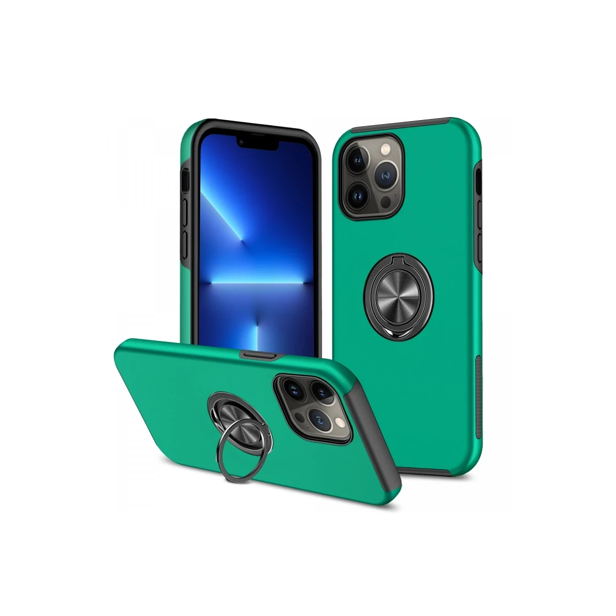 Apple iPhone 13 Pro Max Kılıf Elit Yüzüklü Kapak - Yeşil