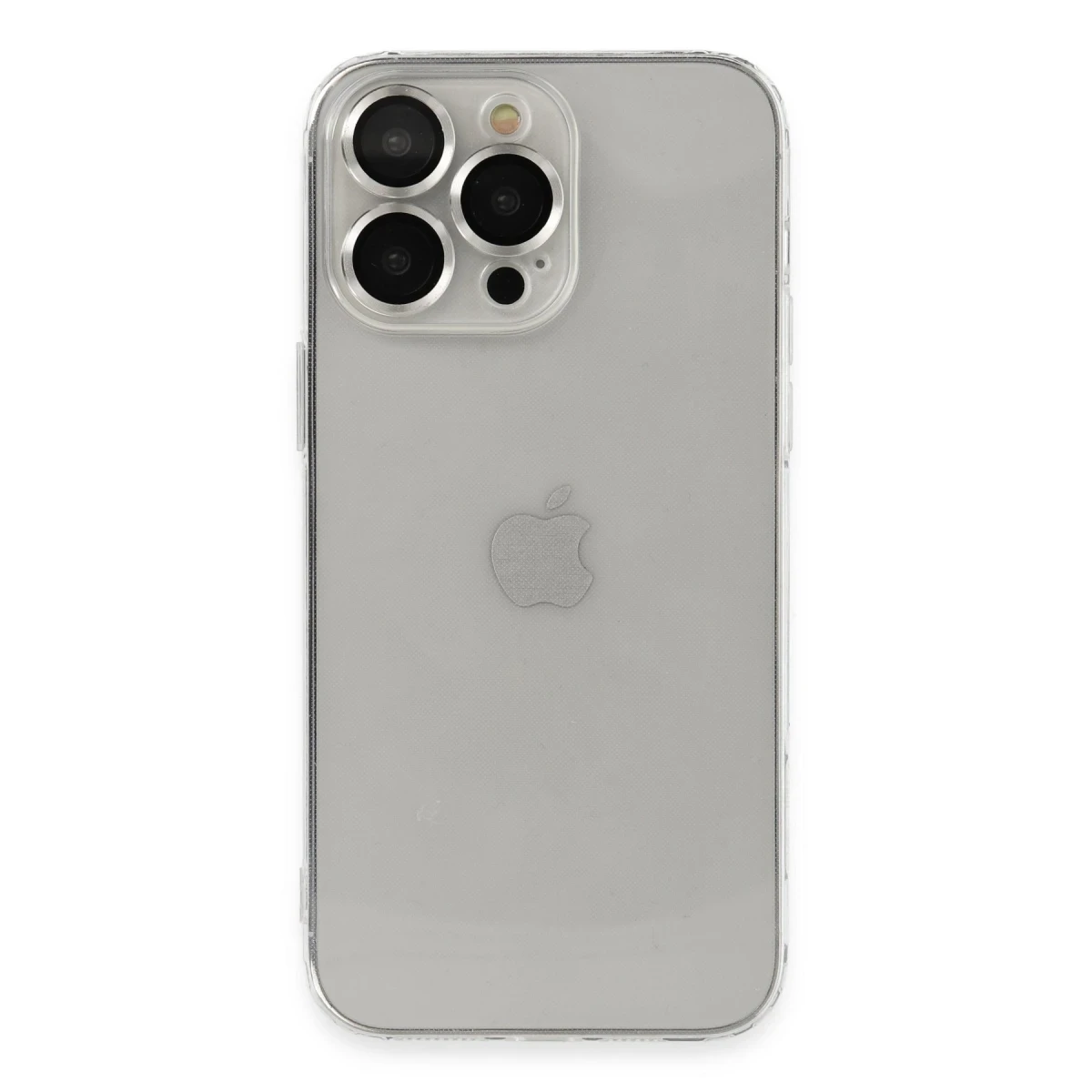 Apple iPhone 13 Pro Max Kılıf Luko Lens Silikon - Gümüş