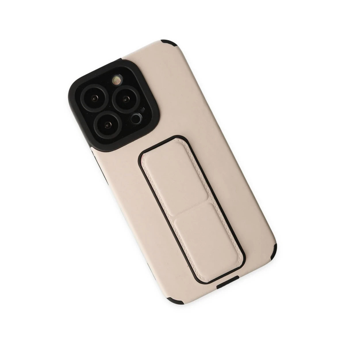 Apple iPhone 13 Pro Max Kılıf Mega Standlı Silikon - Gold