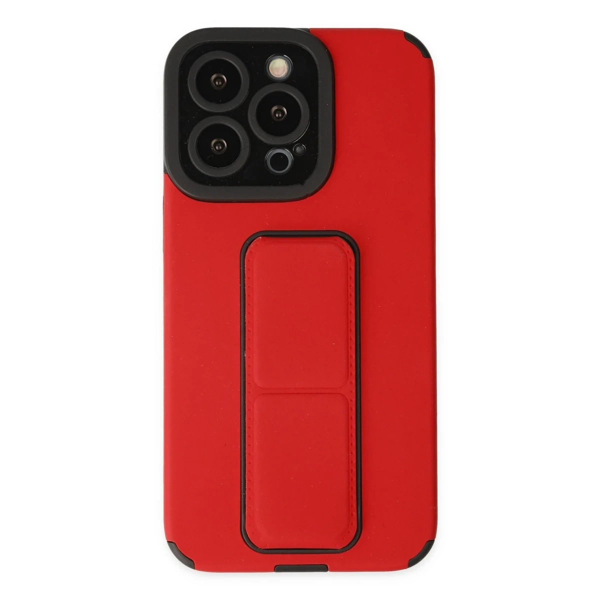 Apple iPhone 13 Pro Max Kılıf Mega Standlı Silikon - Kırmızı
