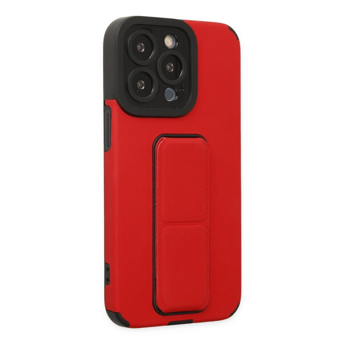 Apple iPhone 13 Pro Max Kılıf Mega Standlı Silikon - Kırmızı