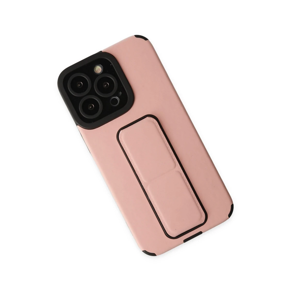 Apple iPhone 13 Pro Max Kılıf Mega Standlı Silikon - Pudra
