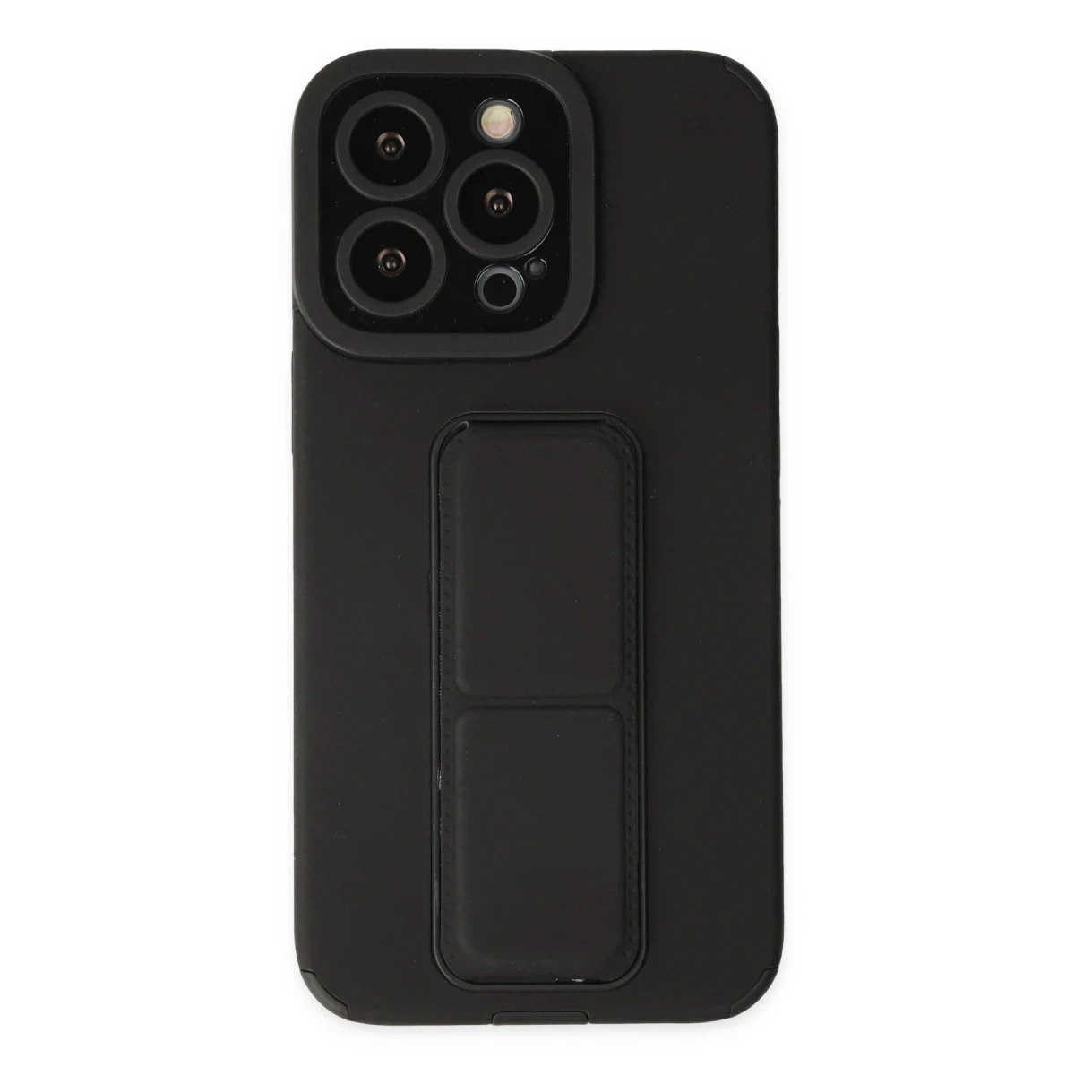 Apple iPhone 13 Pro Max Kılıf Mega Standlı Silikon - Siyah
