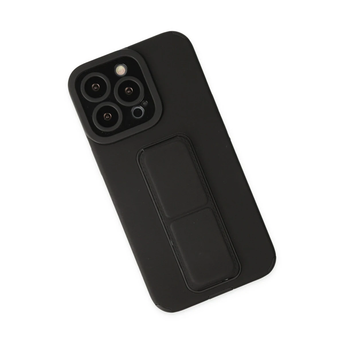 Apple iPhone 13 Pro Max Kılıf Mega Standlı Silikon - Siyah