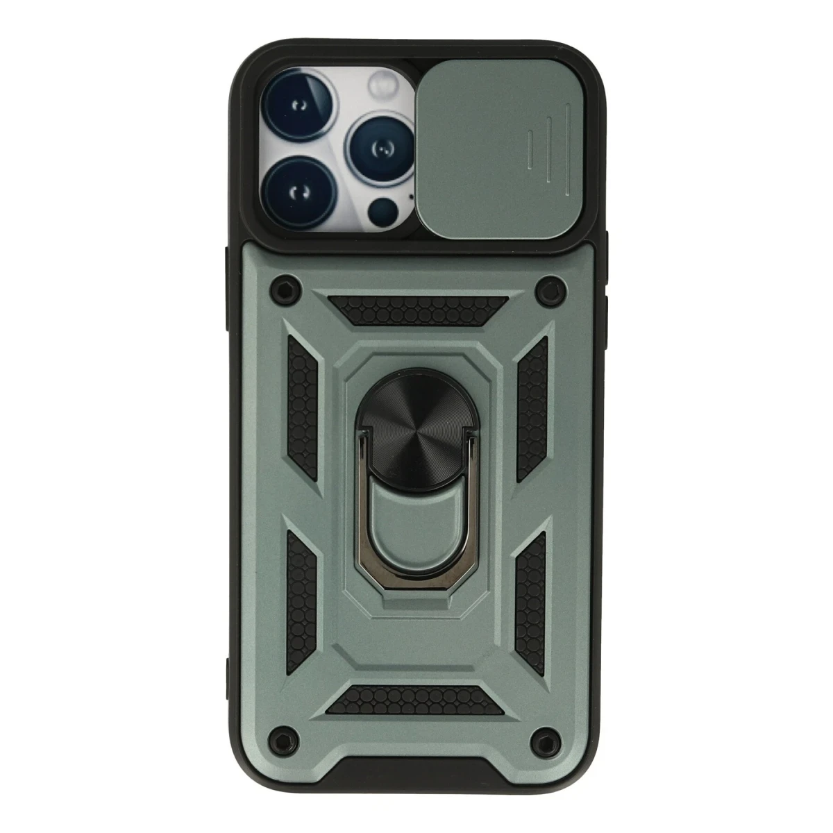 Apple iPhone 13 Pro Max Kılıf Pars Lens Yüzüklü Silikon - Yeşil