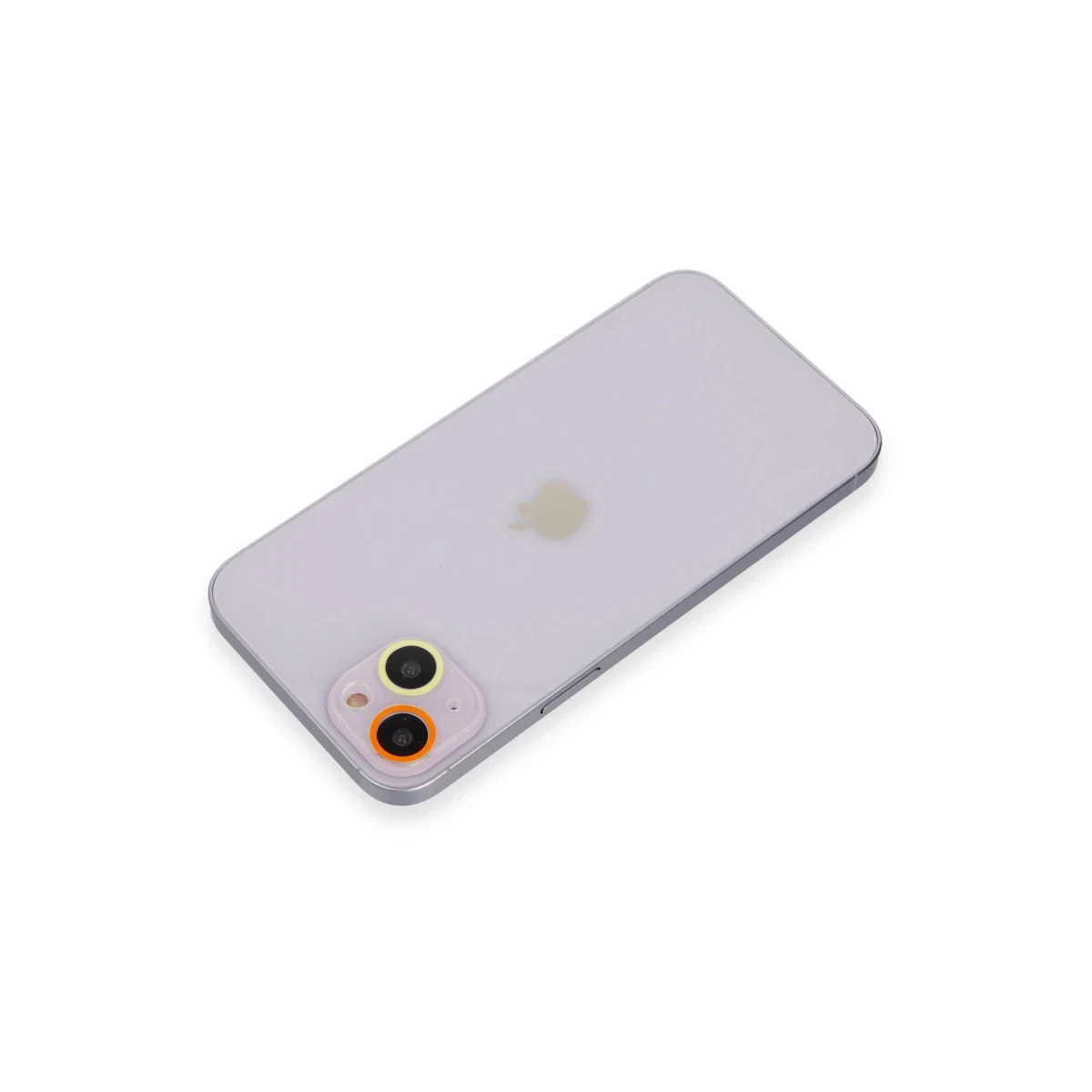 Apple iPhone 13 Renkli Kamera Lens Koruma Cam - Sarı-Turuncu