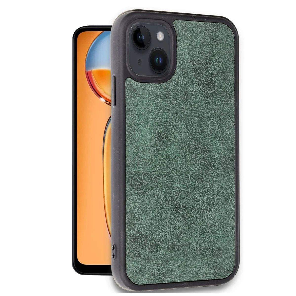Apple iPhone 14 Kılıf Aras Deri Kapak - Koyu Yeşil