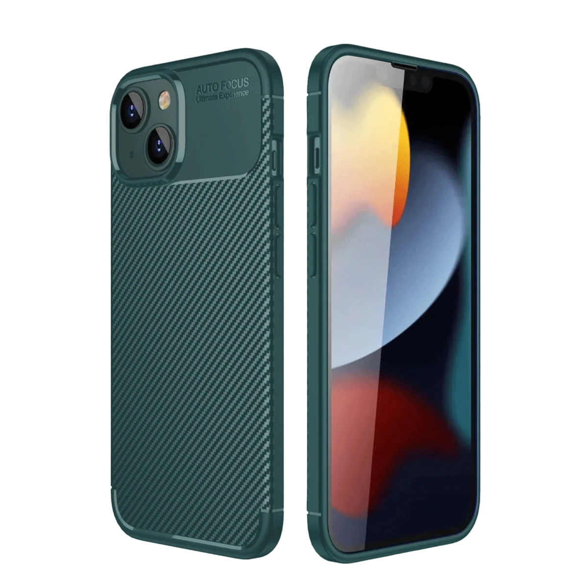 Apple iPhone 14 Kılıf Auto Focus Karbon Kapak - Koyu Yeşil