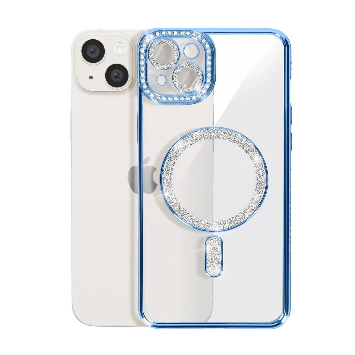 Apple iPhone 14 Kılıf Joke Simli Magneticsafe Kılıf - Mavi