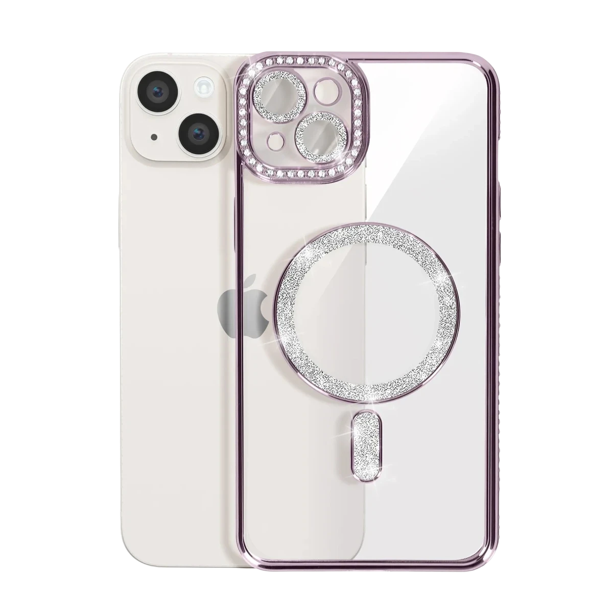 Apple iPhone 14 Kılıf Joke Simli Magneticsafe Kılıf - Pembe