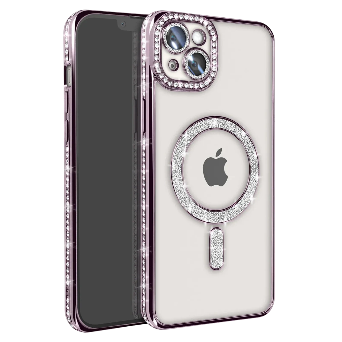 Apple iPhone 14 Kılıf Joke Simli Magneticsafe Kılıf - Pembe
