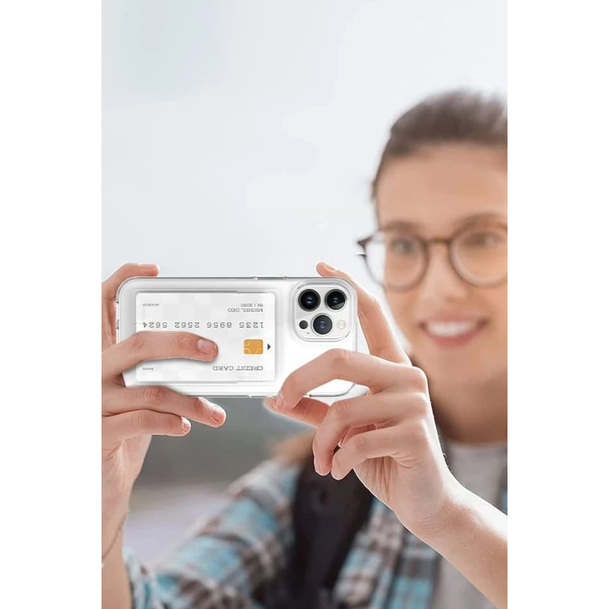 Apple iPhone 14 Kılıf Kart Şeffaf Silikon - Şeffaf