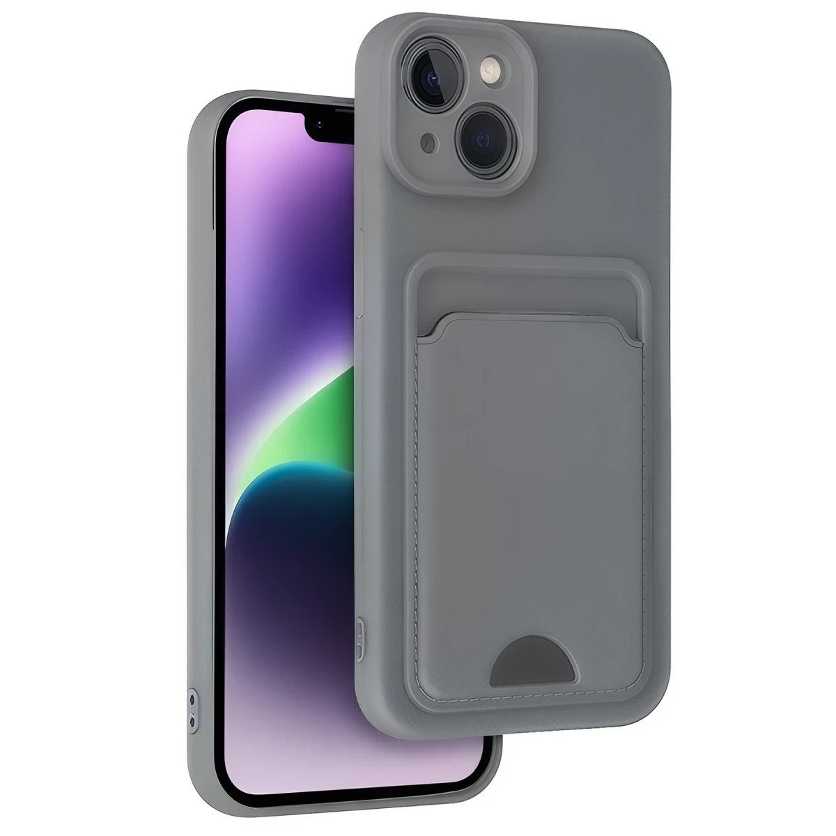 Apple iPhone 14 Kılıf Kelvin Kartvizitli Silikon - Gri