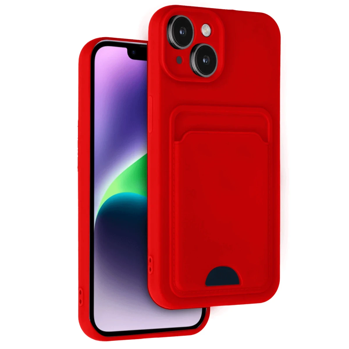 Apple iPhone 14 Kılıf Kelvin Kartvizitli Silikon - Kırmızı