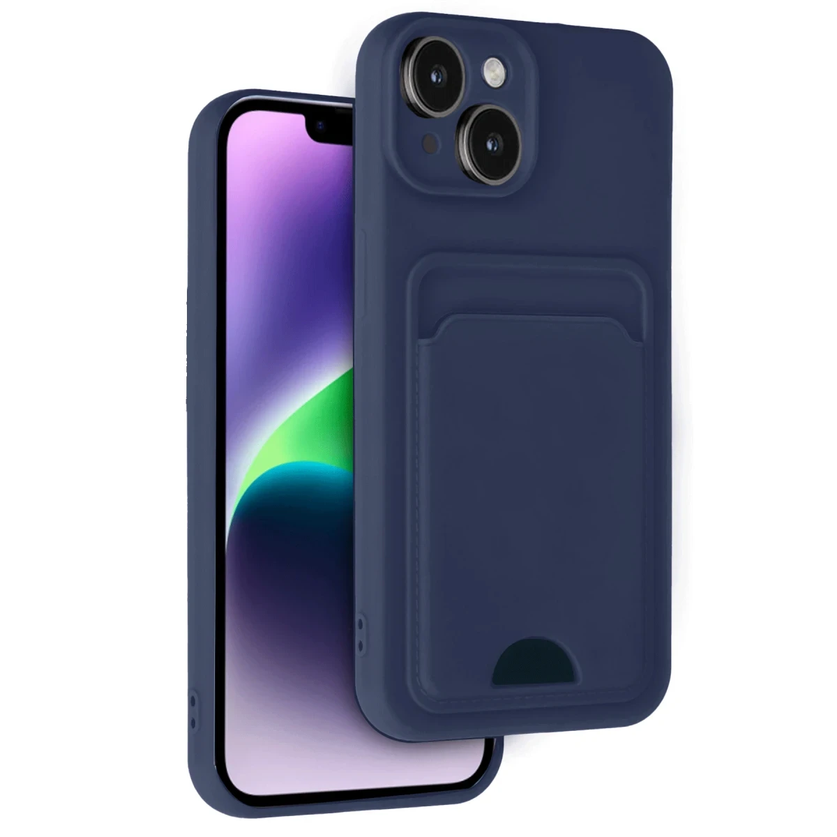 Apple iPhone 14 Kılıf Kelvin Kartvizitli Silikon - Lacivert