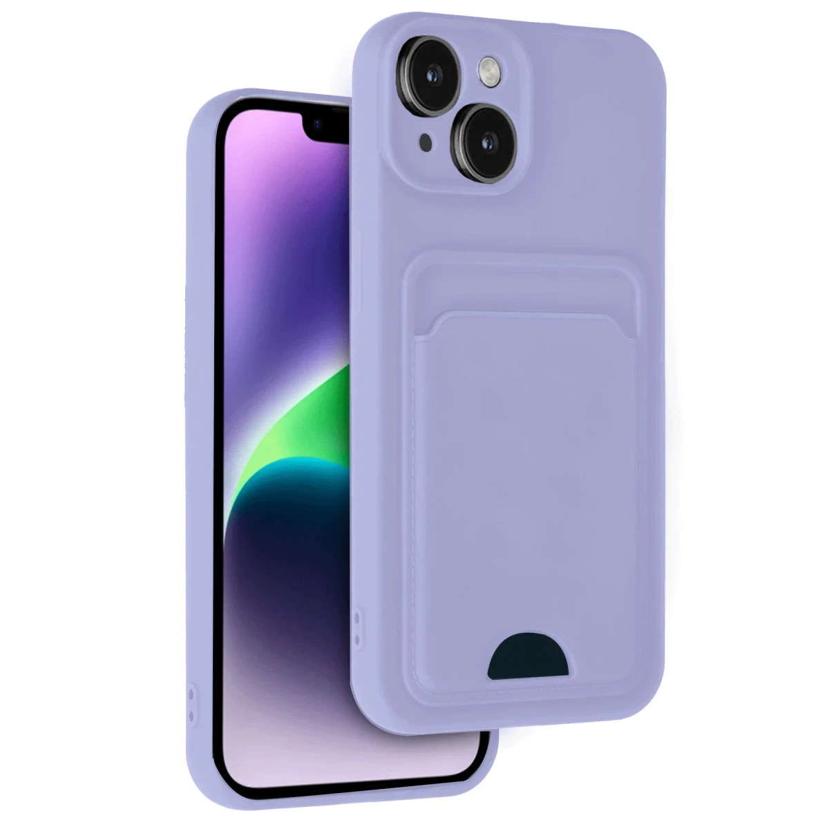 Apple iPhone 14 Kılıf Kelvin Kartvizitli Silikon - Lila