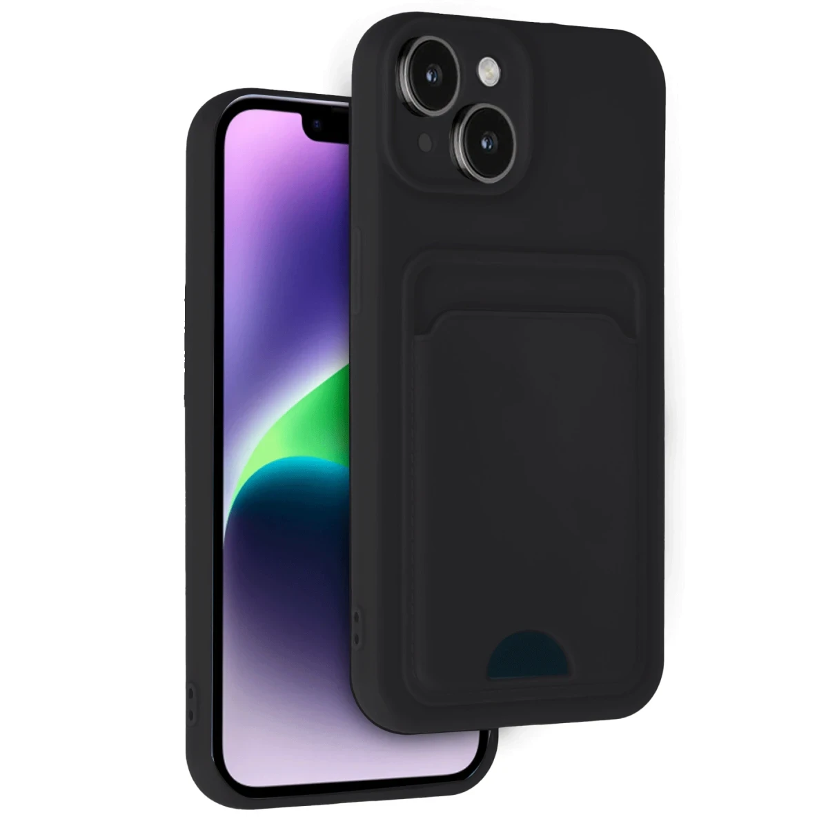 Apple iPhone 14 Kılıf Kelvin Kartvizitli Silikon - Siyah
