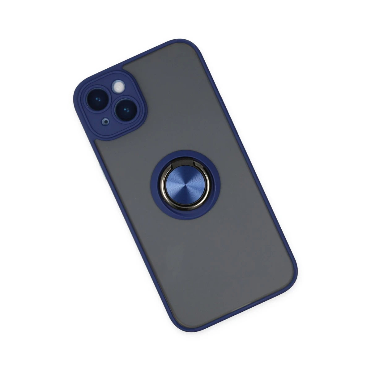 Apple iPhone 14 Kılıf Montreal Yüzüklü Silikon Kapak - Lacivert