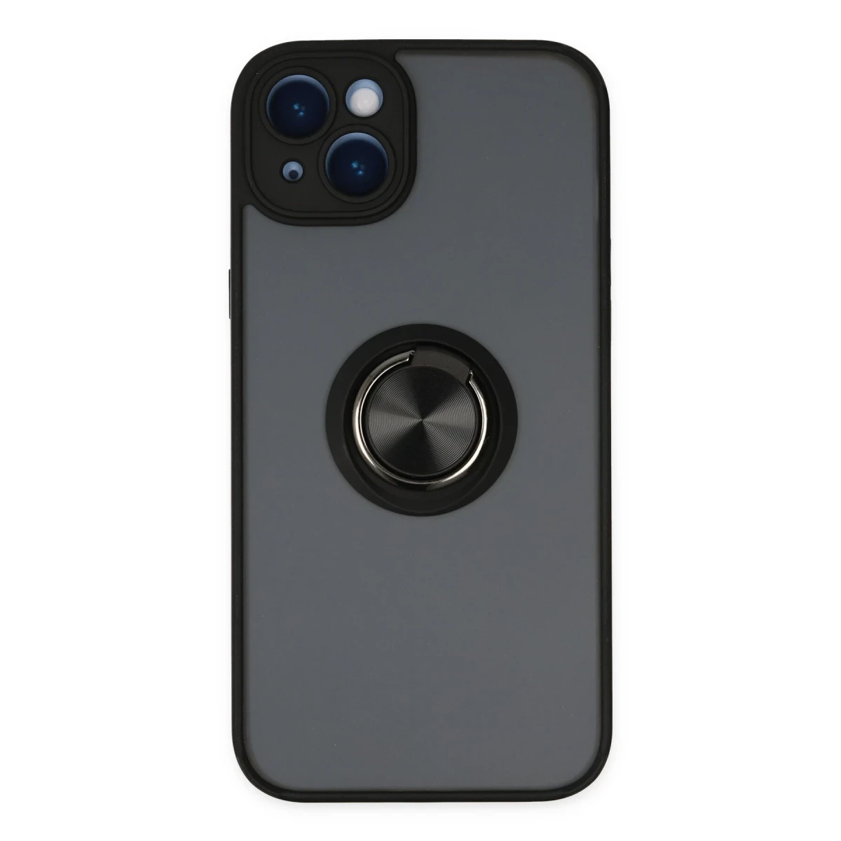 Apple iPhone 14 Kılıf Montreal Yüzüklü Silikon Kapak - Siyah