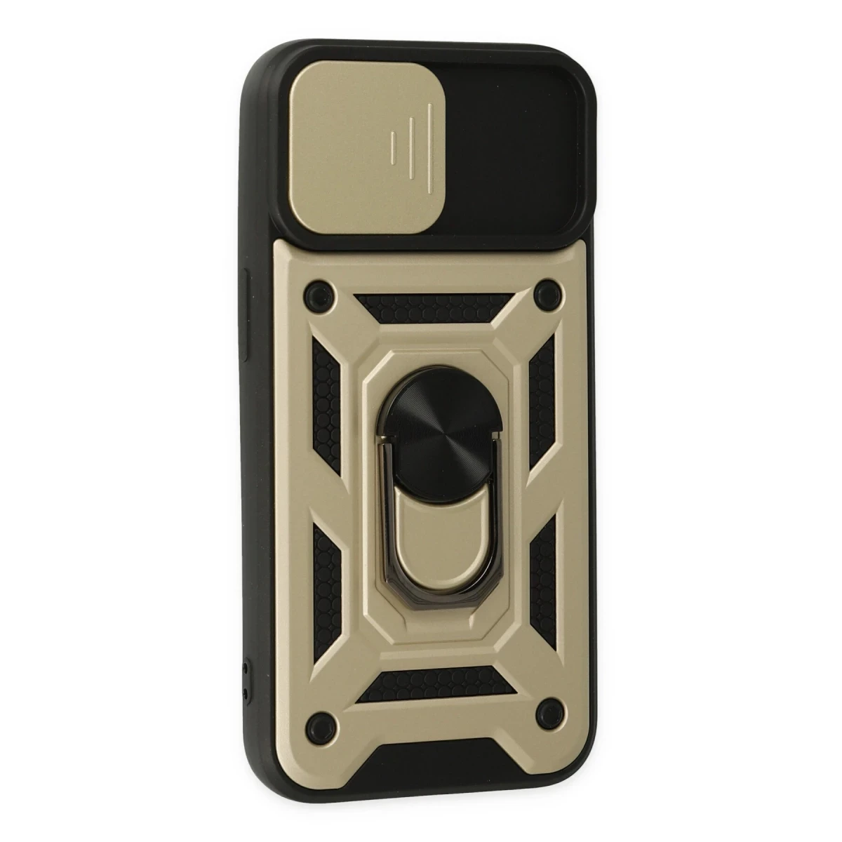 Apple iPhone 14 Kılıf Pars Lens Yüzüklü Silikon - Gold
