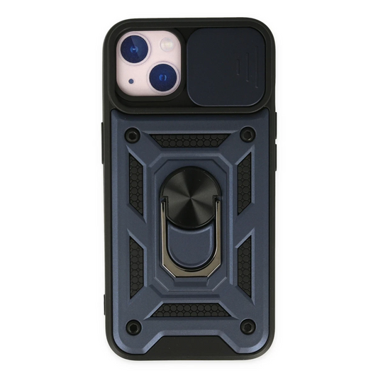 Apple iPhone 14 Kılıf Pars Lens Yüzüklü Silikon - Lacivert